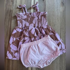 Carters Floral Brown and Pink Summer Baby Dress Set